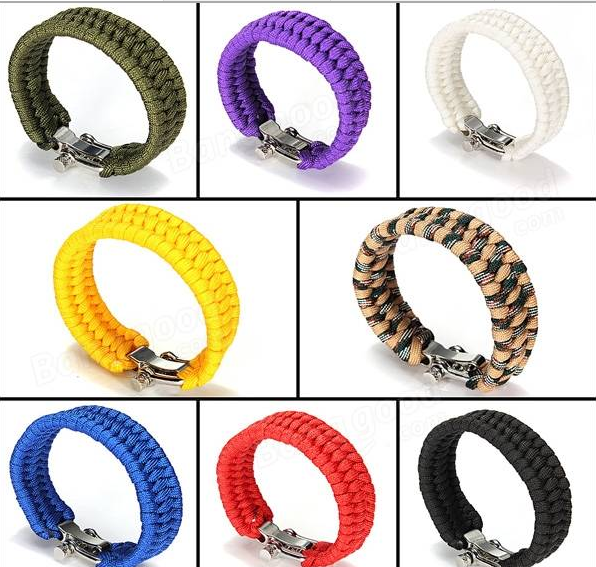 7 Strands ParaCord Bracelet String Cord Hand Ring With Quick  Release Shackle Buckle For Survival