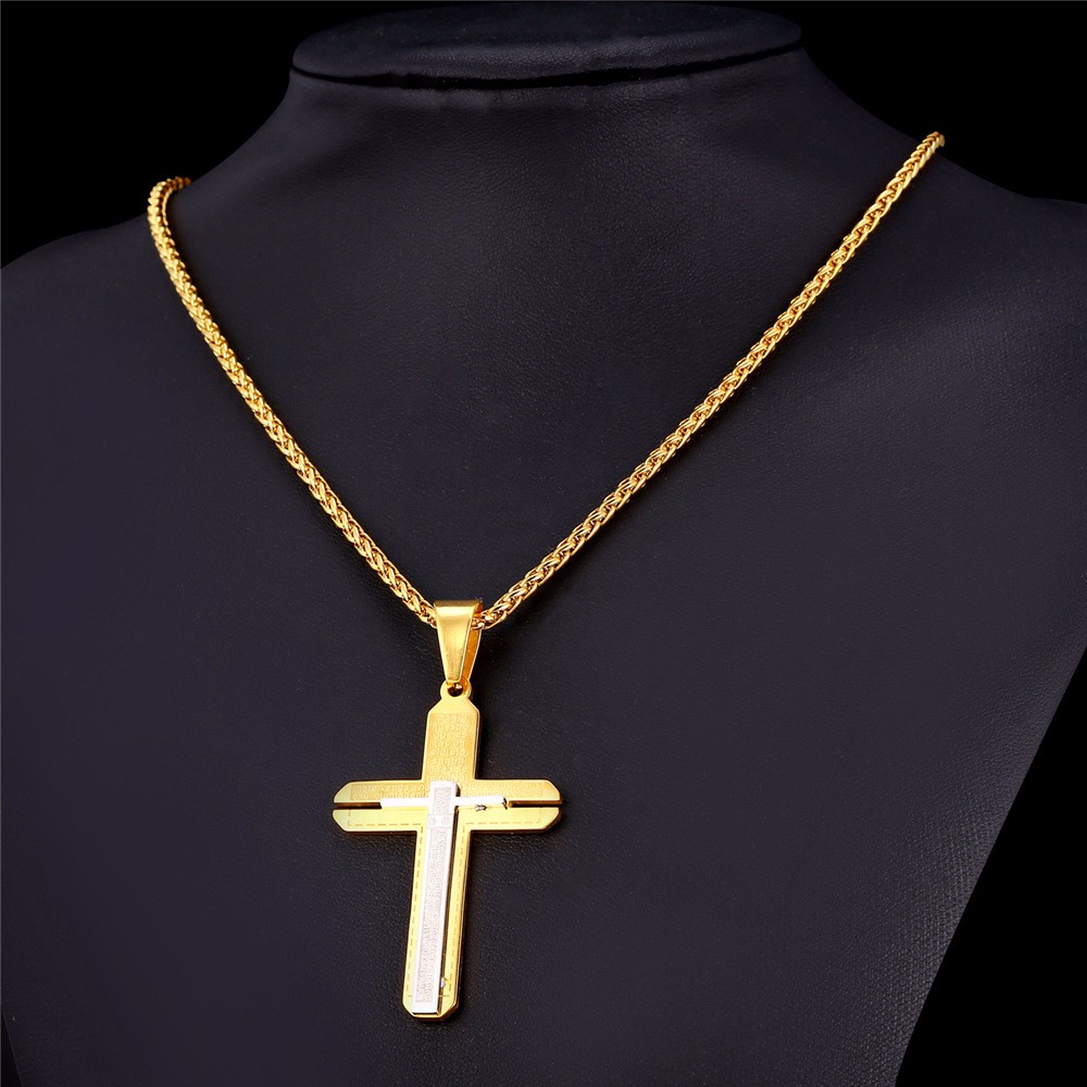 TripleClicks.com: Stainless Steel Cross Necklace For Women gold Plated ...