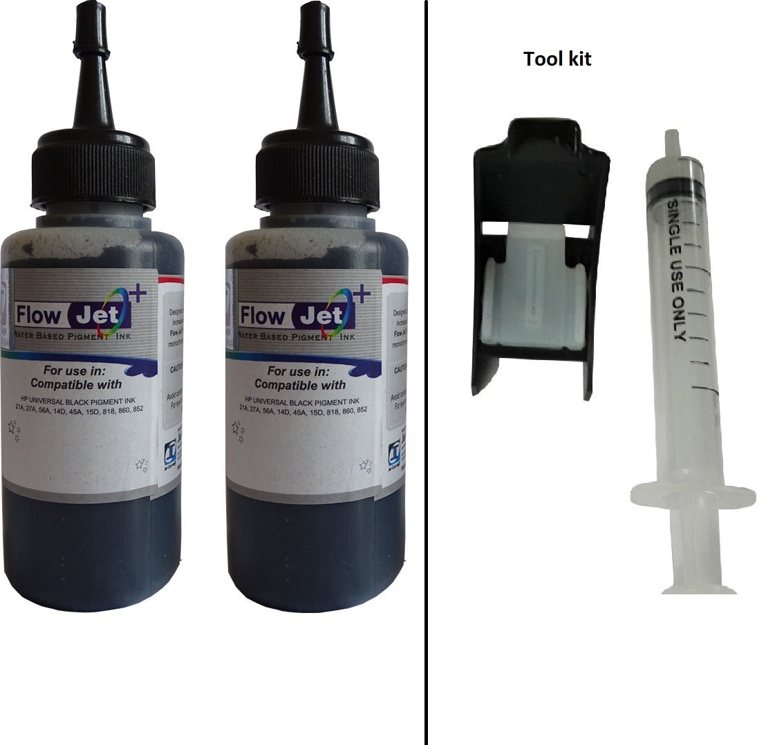 Flowjet Premium Quality Black Refill Ink Bottles Kit With Syringe For Hp 9523