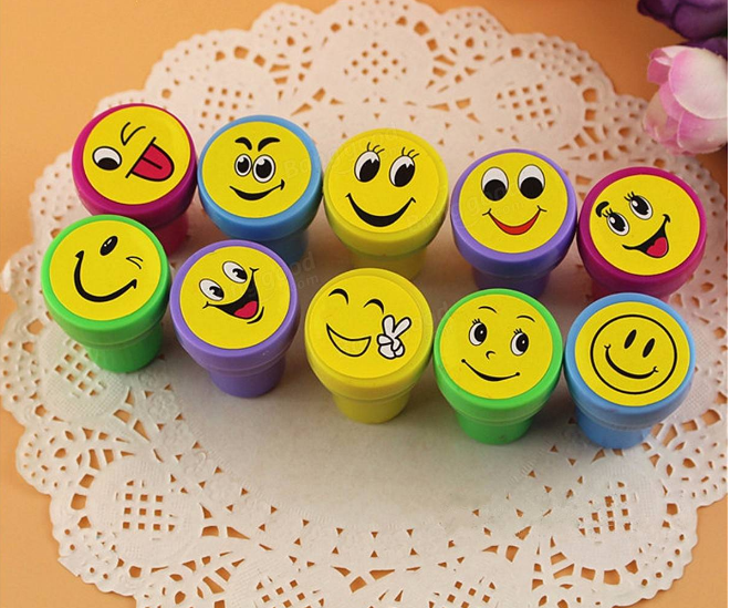TripleClicks.com: 10Pcs Emoji Smile Silly Face Stamps Set Stationery ...