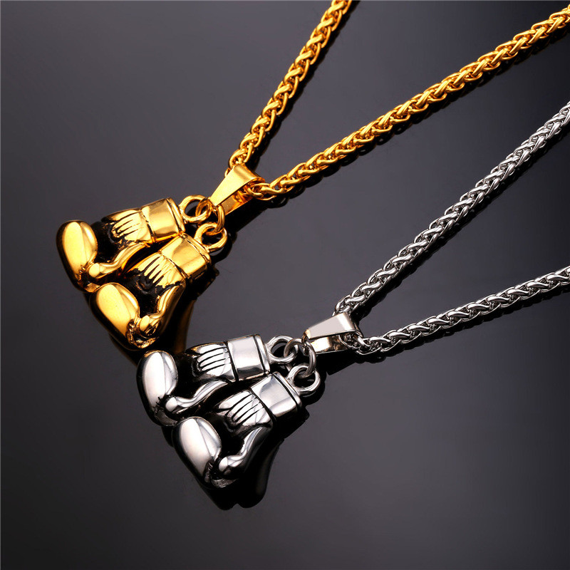 Free Shipping ! Golden Boxing Glove Pendant Charm